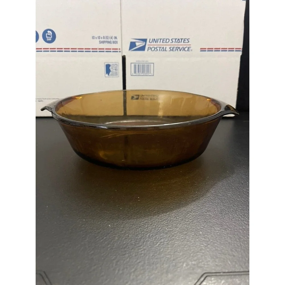 Anchor Hocking Fire-King Amber Glass 2 Quart Round Casserole Dish 438 USA Made